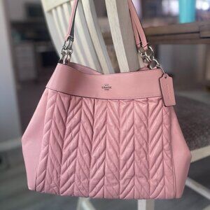 Coach Lexy Quilted Shoulder Bag Soft Shimmer Pink Calf Leather MSRP $550